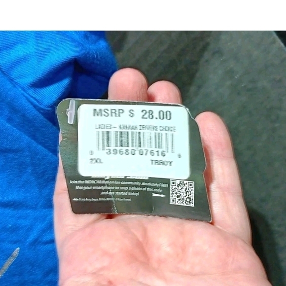 Indy Car Tony Kanaan Blue V-Neck Tee with Silver Graphic - Picture 4 of 10